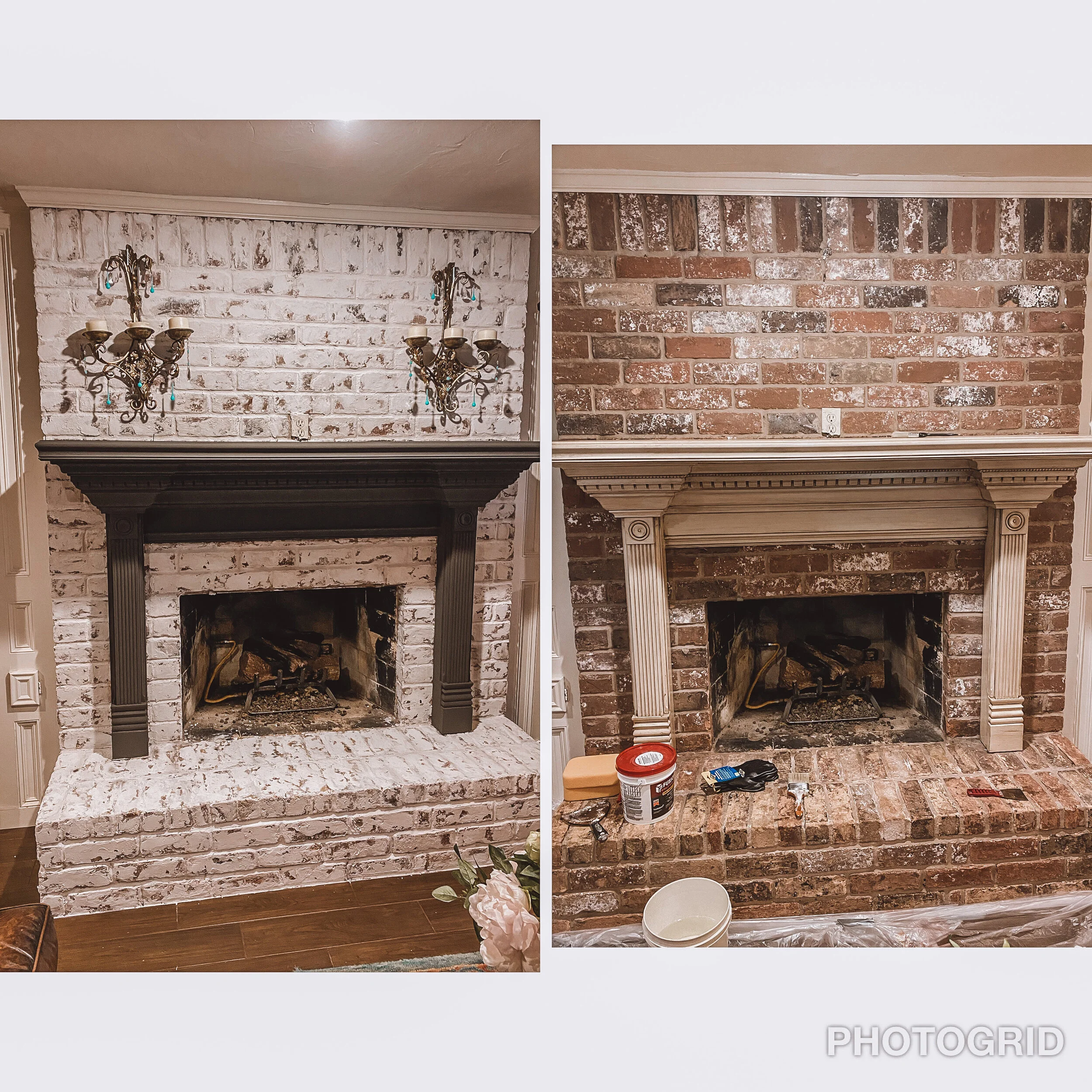 German smear on sale brick fireplace